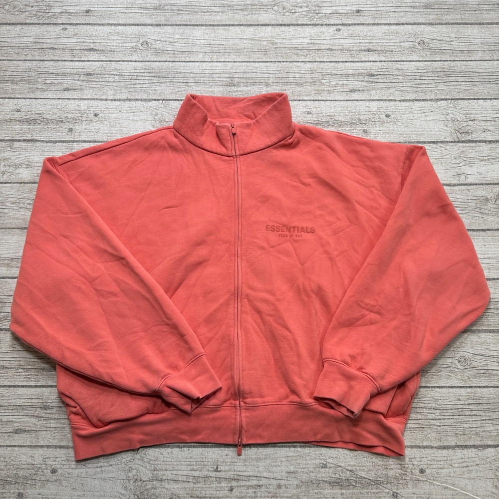 Fear Of God Essentials Sweater Men's 2XL Pink Zip Up Fleece Oversized Mockneck